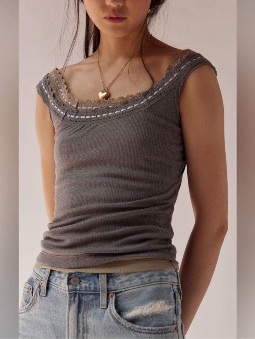 FREE PEOPLE ONLY YOU TANK - HEATHER GREY